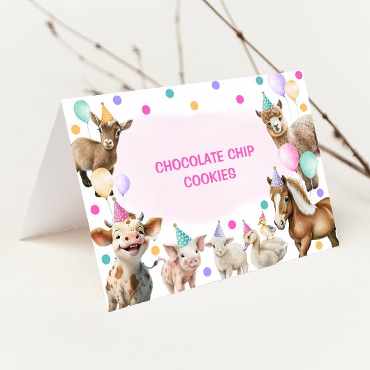 農園ガーリー動物バルーン誕生日食品ラベル テーブルナンバー