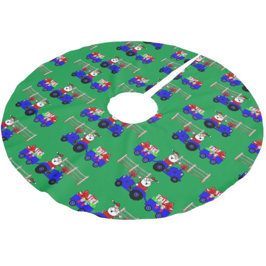 農園サンタオントラクターとギフトツリースカート ブラッシュドポリエステルツリースカート (アングル)