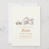 農園テーマ誕生日会と動物招待状 招待状 (正面)