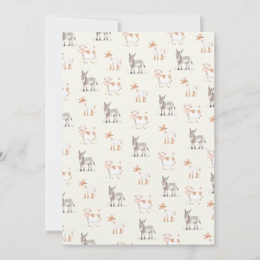 農園テーマ誕生日会と動物招待状 招待状 (裏面)