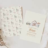 農園テーマ誕生日会と動物招待状 招待状