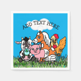 農園パーソナライズされた動物の赤ちゃんシャワー スタンダードカクテルナプキン