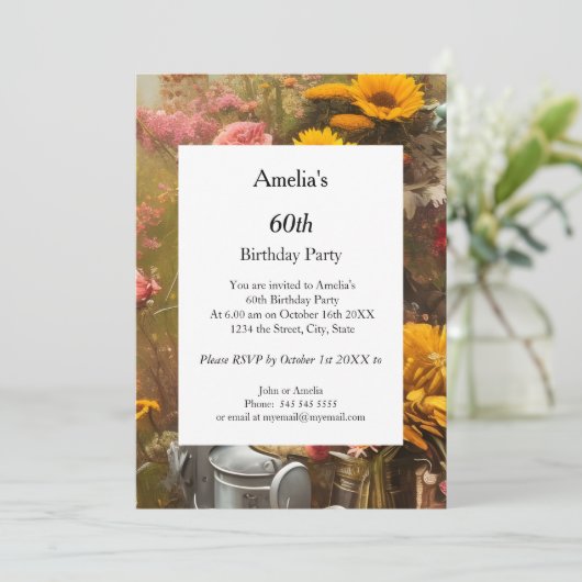 農園モダン誕生会の花 招待状 (スタンド正面)