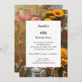 農園モダン誕生会の花 招待状 (正面/裏面)