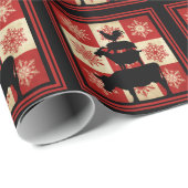 農園動物と雪片ヴィンテージカントリー冬 ラッピングペーパー (ロールコーナー)