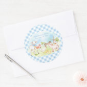 農園動物の赤ちゃんシャワーメッセージカード ラウンドシール (封筒)