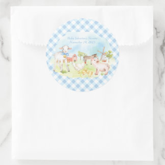 農園動物の赤ちゃんシャワーメッセージカード ラウンドシール