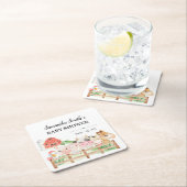 農園動物ベビーシャワー スクエアペーパーコースター (インサイチュ)