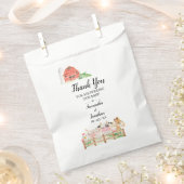 農園動物ベビーシャワー フェイバーバッグ (クリップ留めされた状態)