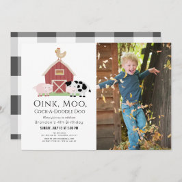 農園動物納屋周囲の庭白写真撮影誕生日インビタット 招待状