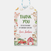 農園動物納屋周囲の庭誕生日パーティーありがとう ギフトタグ (正面)