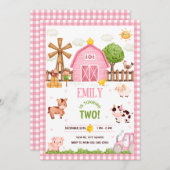 農園動物納屋周囲の庭誕生日パーティーへの招待 招待状 (正面/裏面)