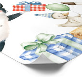 農園動物納屋周囲の庭誕生日パーティーへようこそ ポスター (角)