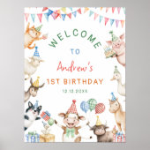 農園動物納屋周囲の庭誕生日パーティーへようこそ ポスター (正面)