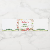 農園動物納屋周囲の庭誕生日パーティー ペットボトルラベル (シングルラベル)