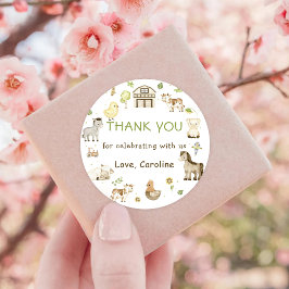 農園動物納屋周囲の庭誕生日パーティー ラウンドシール