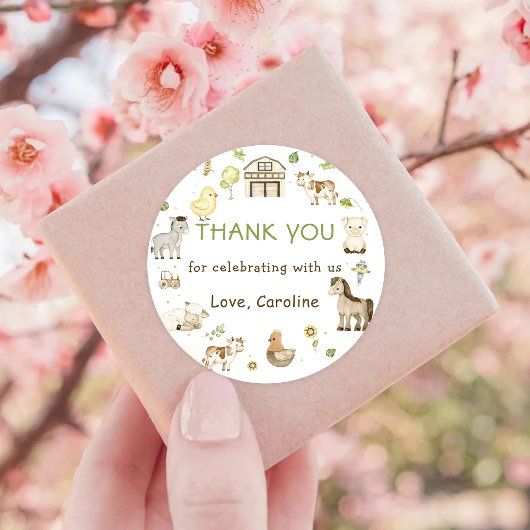 農園動物納屋周囲の庭誕生日パーティー ラウンドシール