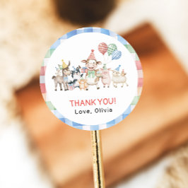 農園動物誕生日納屋周囲の庭誕生日パーティー ラウンドシール