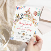 農園動物誕生日納屋周囲の庭誕生日パーティー 招待状