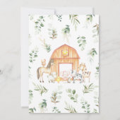 農園男女兼用の赤ちゃんシャワー 招待状 (裏面)