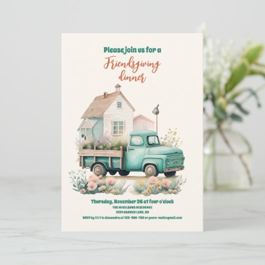 農園素朴の友人たちに感謝祭のディナー 招待状 (スタンド正面)