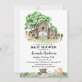 農園素朴動物の赤男女兼用ちゃんシャワー 招待状 (正面)