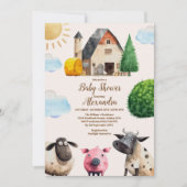農園素朴動物の赤男女兼用ちゃんシャワー 招待状 (正面)