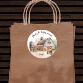 農園素朴動物の馬誕生日ありがとう ラウンドシール