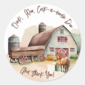 農園素朴動物リンクモー誕生日ありがとう ラウンドシール (正面)