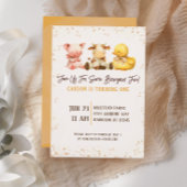 農園素朴動物納屋周囲の庭ファースト誕生日 招待状