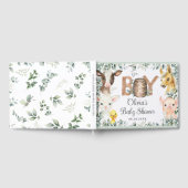 農園素朴動物舎の緑の男の子の赤ちゃんシャワー ゲストブック (全面)