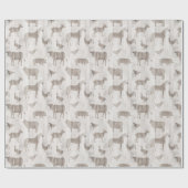 農園素朴動物 – ホワイトウォッシュウッドギフトラップ ラッピングペーパー (フラット)