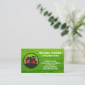 農地 |バーンロゴ |草の背景 名刺 (スタンド正面)