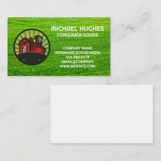 農地 |バーンロゴ |草の背景 名刺 (正面/裏面)