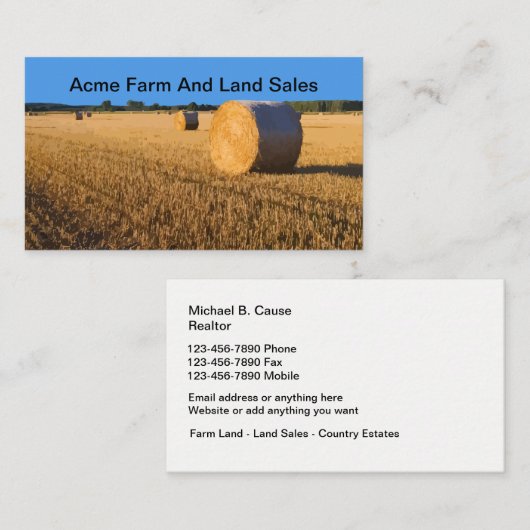 農場および土地の販売の不動産仲介業者 名刺 (正面/裏面)
