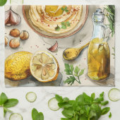 農場からテーブルフムスレシピ：アラビアフオーガニックィード キッチンタオル (折り畳み)