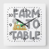 農場から食卓へトラクター風車 スクエア壁時計 (正面)