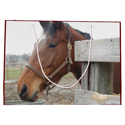 農場でかわいい馬たち ラージペーパーバッグ (裏面)