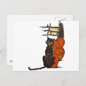 農場でのハロウィーン(ヴィンテージハロウィンカード) ポストカード (正面/裏面)