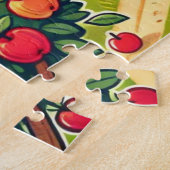 農場でのリンゴの収穫 ジグソーパズル (側面)