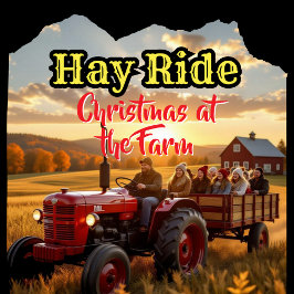 農場での家族のクリスマス オーナメントカード