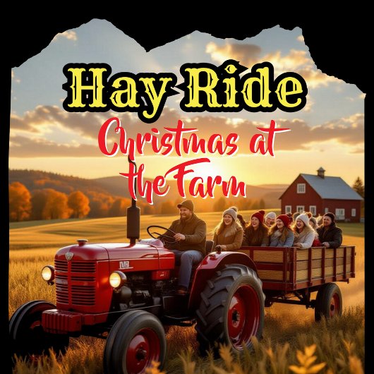 農場での家族のクリスマス オーナメントカード