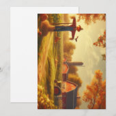 農場での感謝祭・秋・落葉 シーズンカード (正面/裏面)