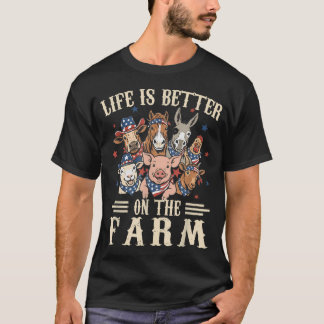 農場での生活は最高！7月4日アメリカ独立記念日の愛国 Tシャツ
