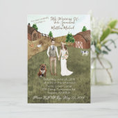 農場での結婚式招待状 - ブルネット・ブルドッグ 招待状 (スタンド正面)