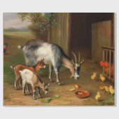 農場では、ヤギと鶏 ラッピングペーパー (フラット)