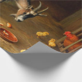 農場では、ヤギと鶏 ラッピングペーパー (角)