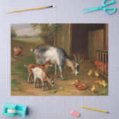 農場では、ヤギと鶏 薄葉紙 (クラフト)
