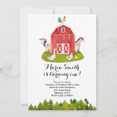 農場で働く女性の誕生日 招待状 (正面)