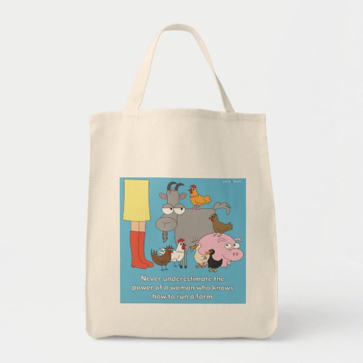 農場で働く女性の買い物袋 トートバッグ (正面)